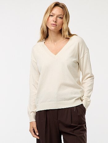 Pull en maille fine col V