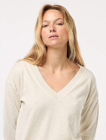 Pull en maille fine col V