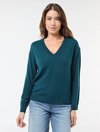 Pull en maille fine col V