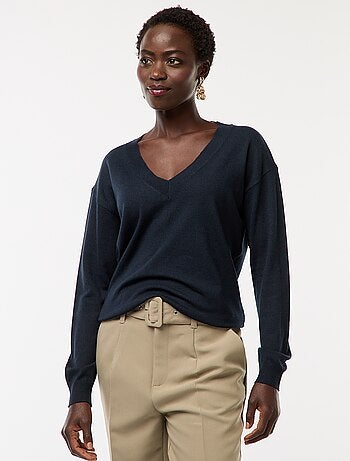 Pull en maille fine col V