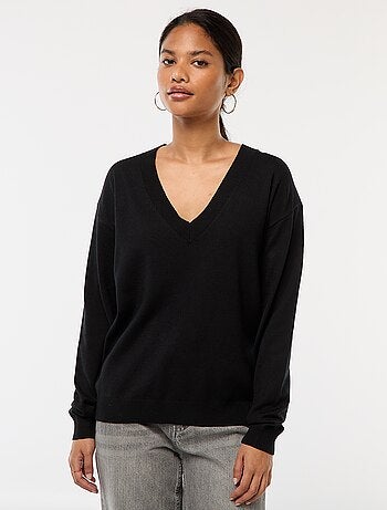 Pull en maille fine col V