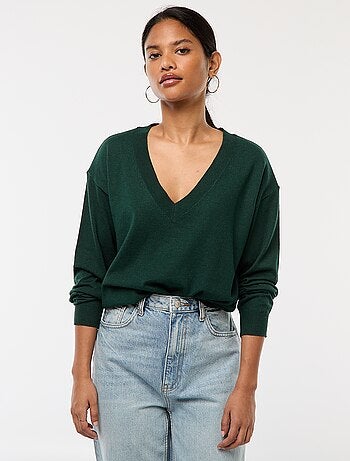 Pull en maille fine col V