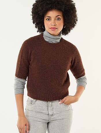 Pull en maille grosse jauge à manches courtes