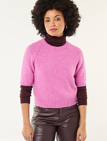 Pull en maille grosse jauge à manches courtes