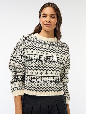 Pull en maille grosse jauge col rond