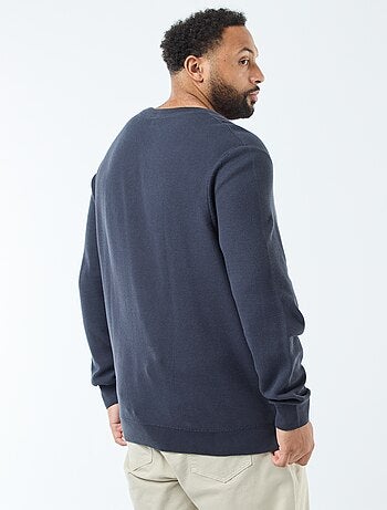 Pull en maille piquée avec col rond boutonné