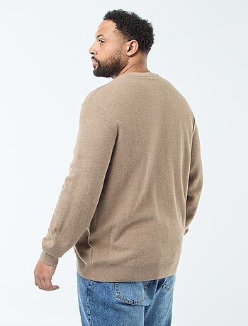 Pull en maille piquée avec col rond boutonné