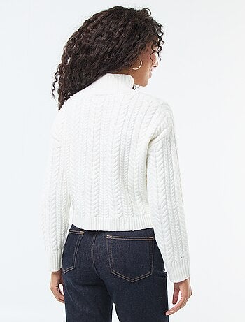 Pull en maille torsade et col montant