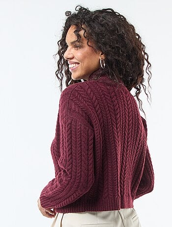 Pull en maille torsade et col montant