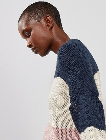 Pull en maille tricot 'rayures' - Kiabi