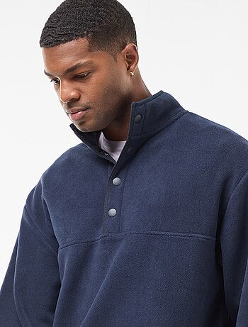 Pull en polaire col camionneur pressionnée