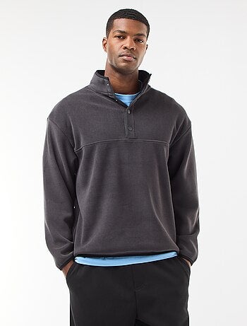 Pull en polaire col camionneur pressionnée