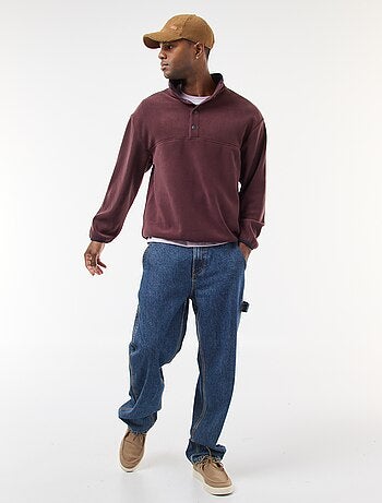 Pull en polaire col camionneur pressionnée