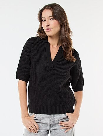 Pull esprit polo avec encolure V
