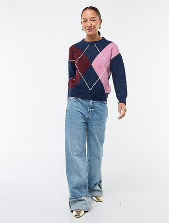Pull imprimé carreaux jacquard