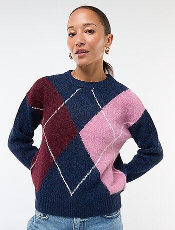 Pull imprimé carreaux jacquard