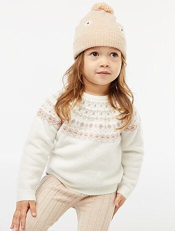 Pull jacquard en maille fluffy