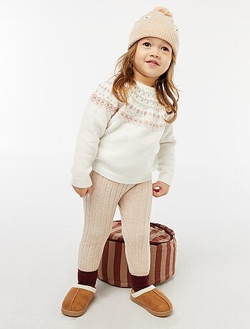 Pull jacquard en maille fluffy