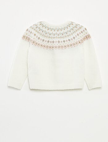 Pull jacquard en maille fluffy