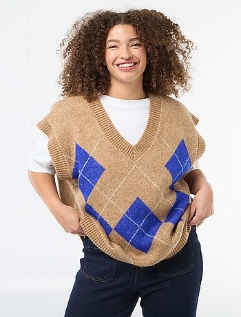 Pull jacquard sans manches