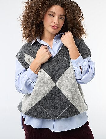 Pull jacquard sans manches