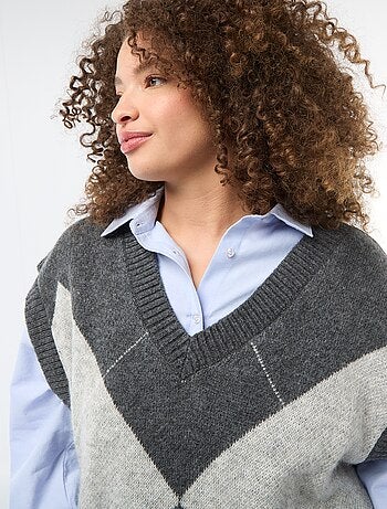 Pull jacquard sans manches