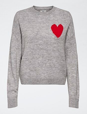 Pull 'JDY' col rond à motif imprimé cœur
