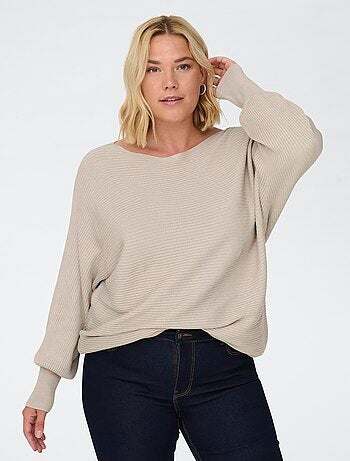 Pull maille côtelée uni