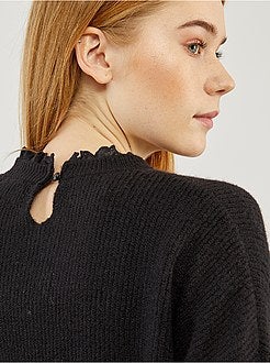 Pull maille douce col victorien - Kiabi