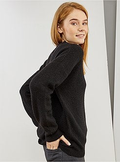 Pull maille douce col victorien - Kiabi