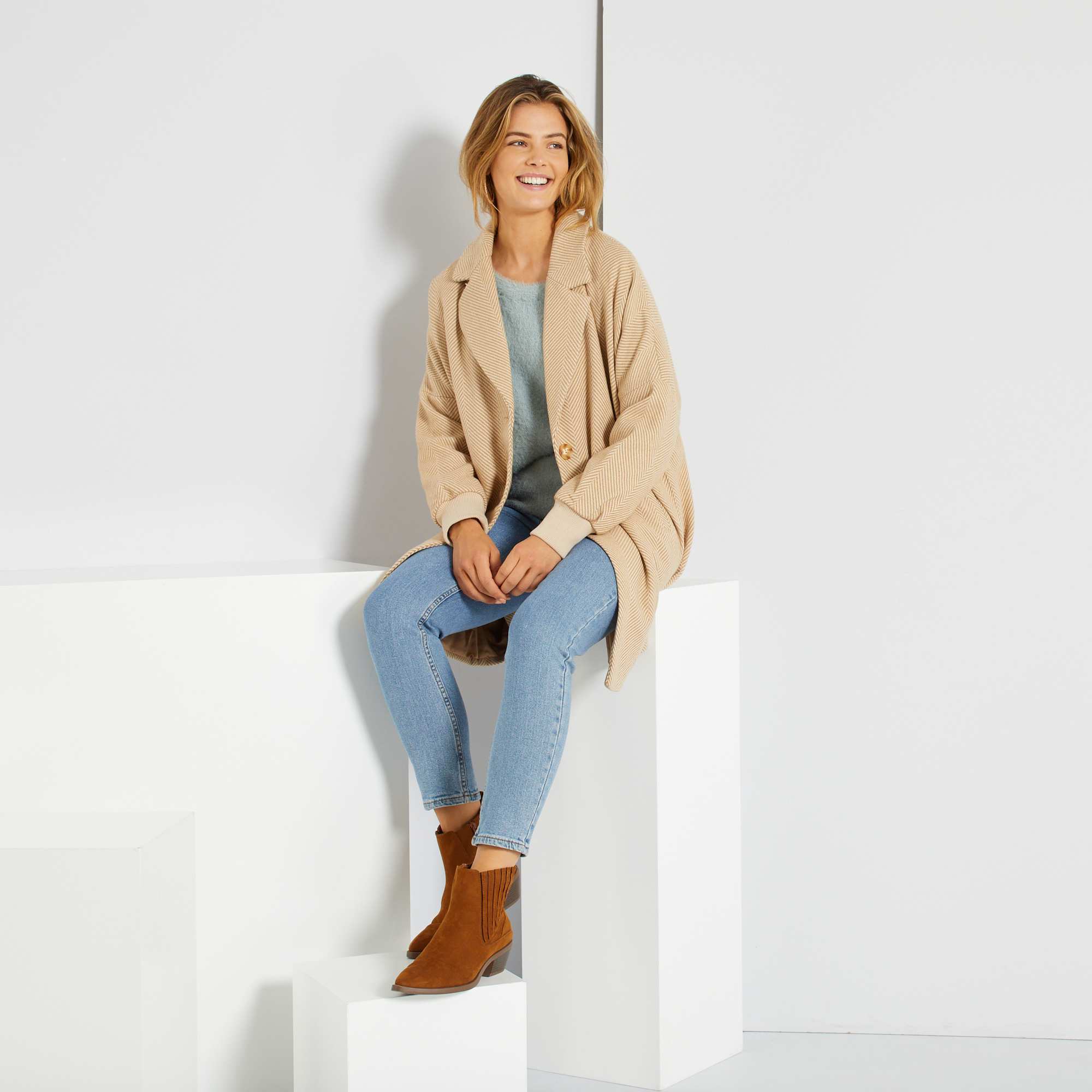 Pull maille doudou 'JDY' femme - vert - Kiabi - 25,00€