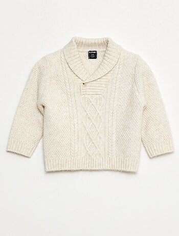 Pull maille torsadée avec col châle