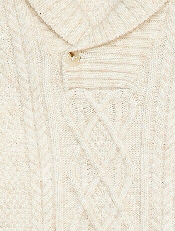 Pull maille torsadée avec col châle