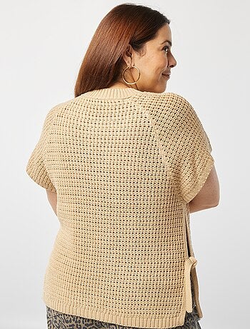 Pull manches courtes en maille large