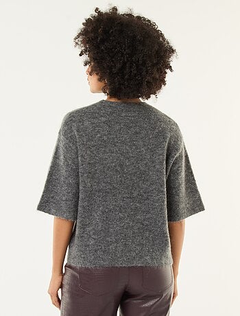 Pull manches courtes uni en mohair