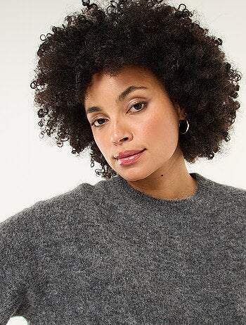 Pull manches courtes uni en mohair