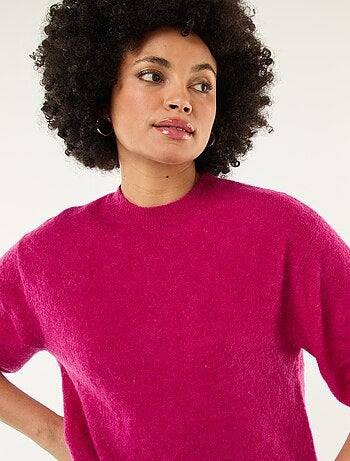 Pull manches courtes uni en mohair