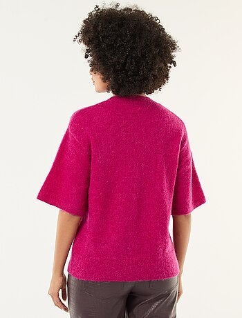 Pull manches courtes uni en mohair