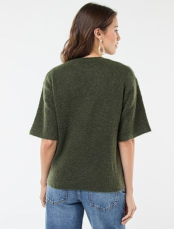 Pull manches courtes uni en mohair