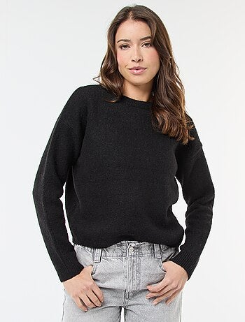 Pull matière douce col rond