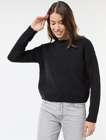 Pull matière douce col rond