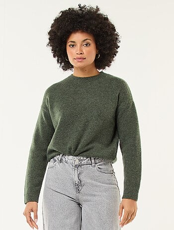 Pull matière douce col rond