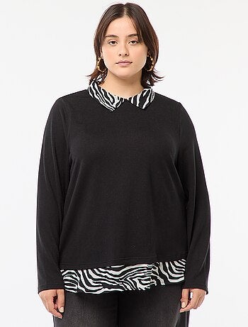 Pull 'Only Carmakoma' effet 2 en 1 chemisier