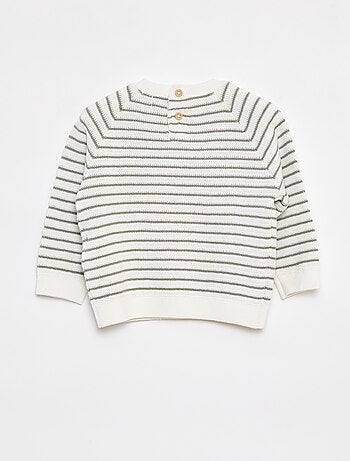 Pull rayé avec ouverture boutonnée au dos