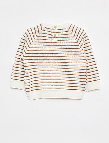 Pull rayé avec ouverture boutonnée au dos