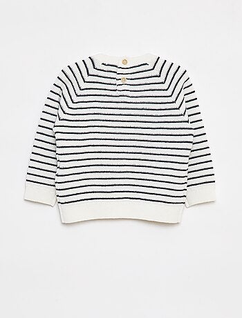 Pull rayé avec ouverture boutonnée au dos