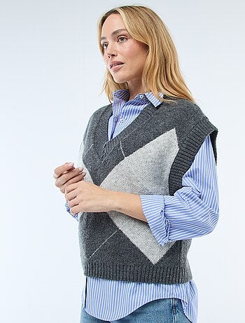 Pull sans manches à motifs losanges