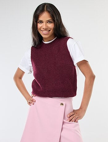 Pull sans manches en laine et mohair mélangé