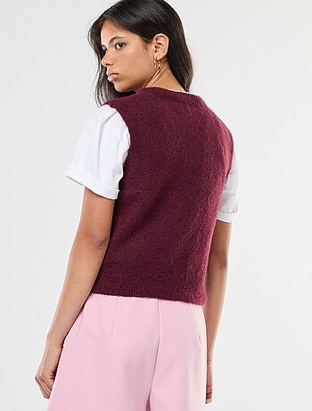Pull sans manches en laine et mohair mélangé