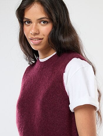 Pull sans manches en laine et mohair mélangé